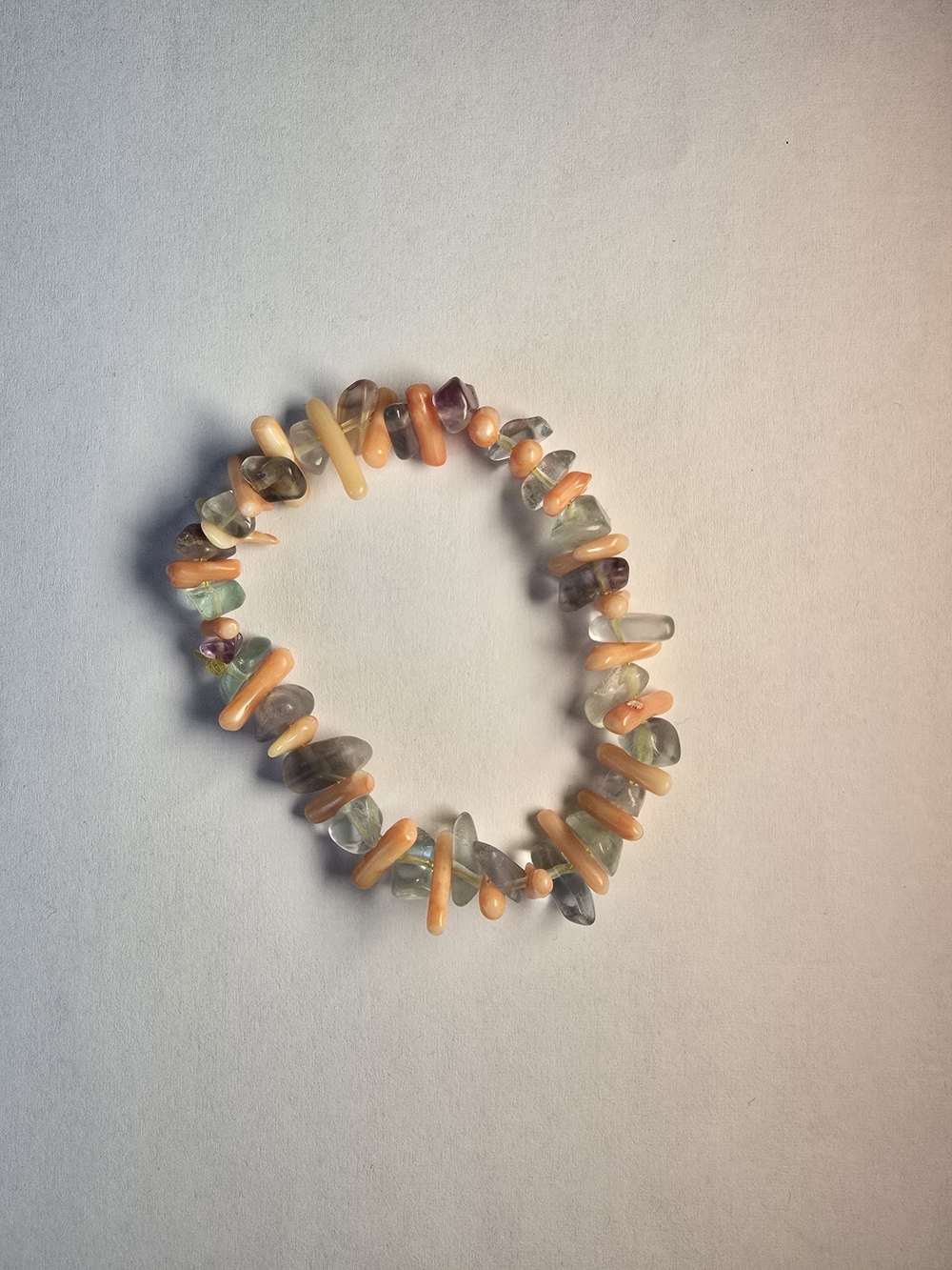 Handmade Peach and Multi-Stone Stretch Bracelet
